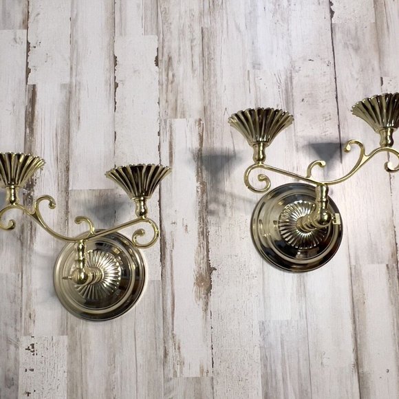 Home Interiors | Accents | 2 Vintage Home Interiors Gold Metal Dual ...